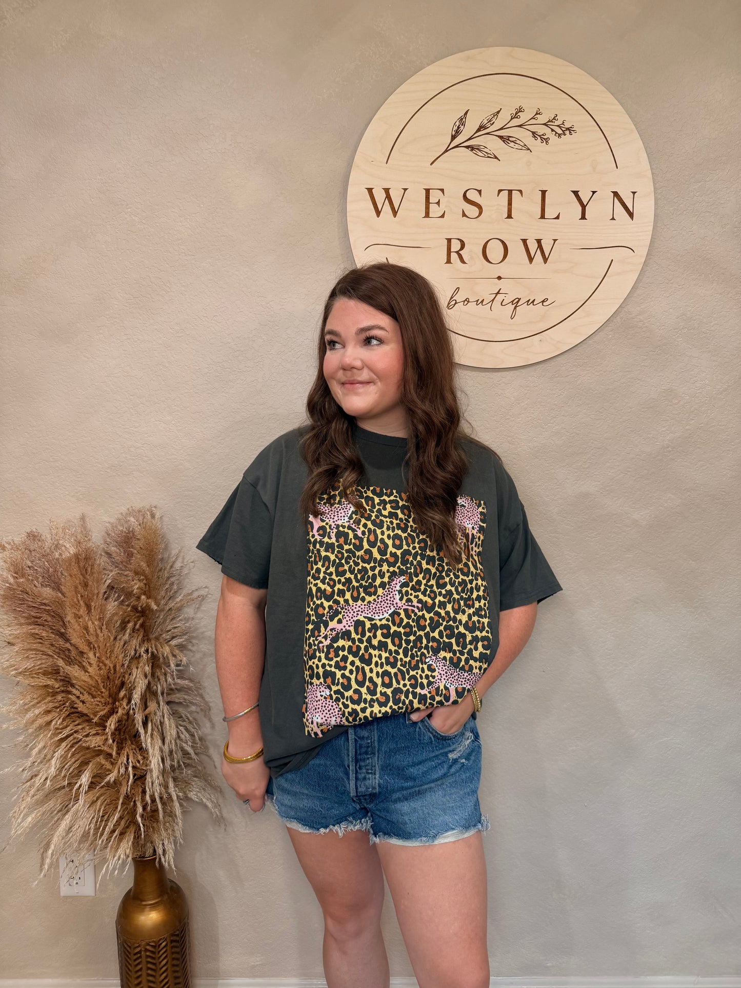 Oversized Pink Cheetah Graphic Tee