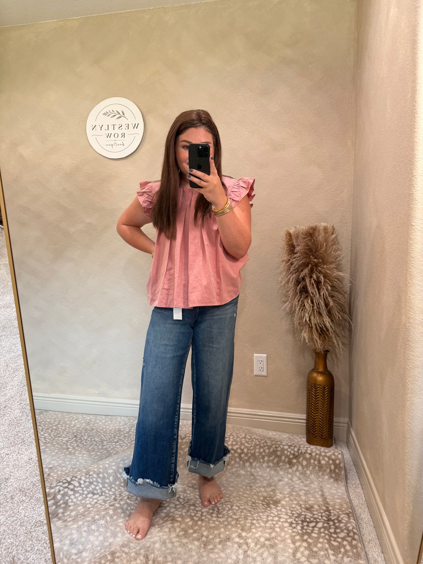 High Rise Raw Hem Wide Leg Jeans