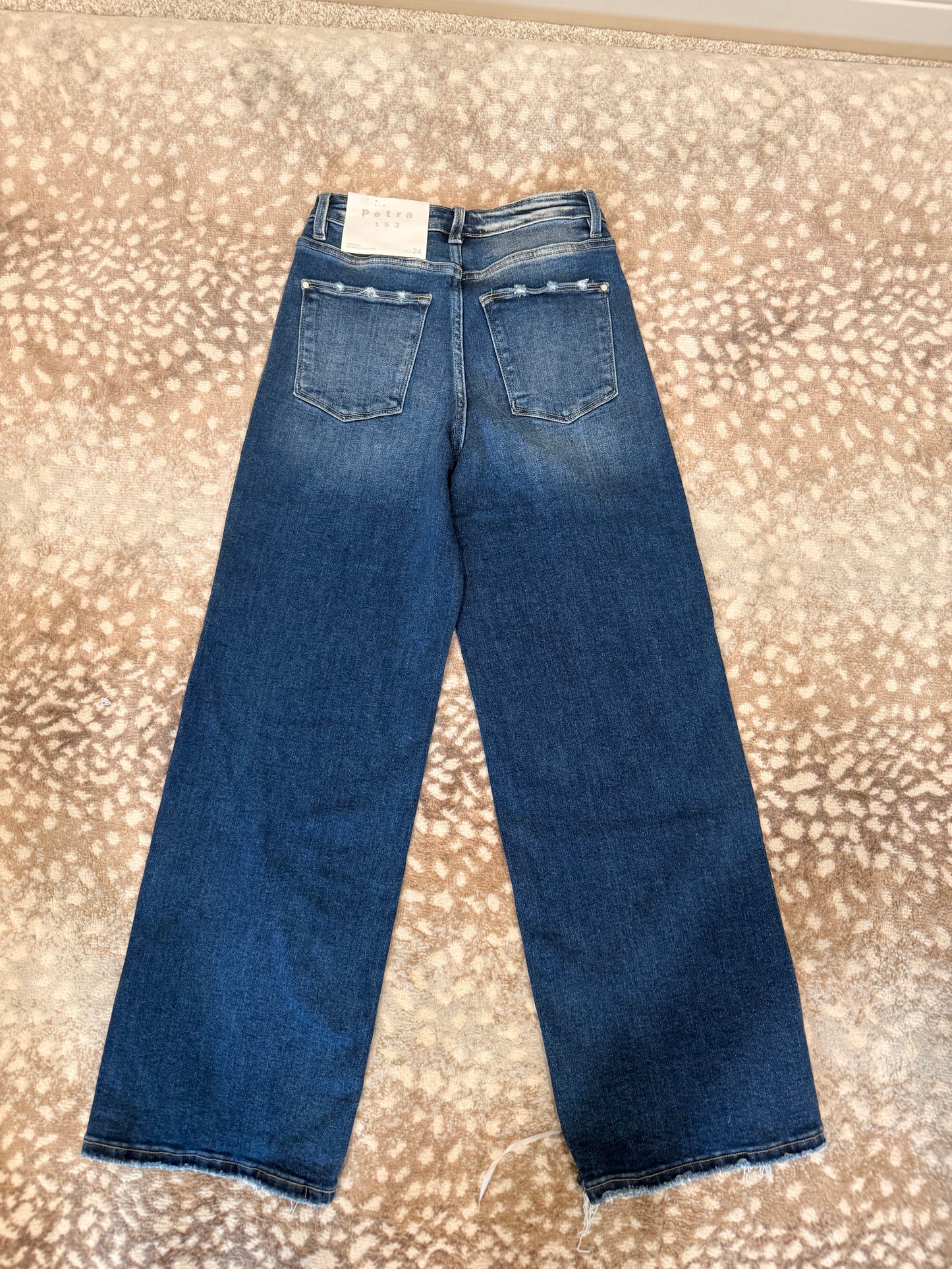 High Rise Raw Hem Wide Leg Jeans