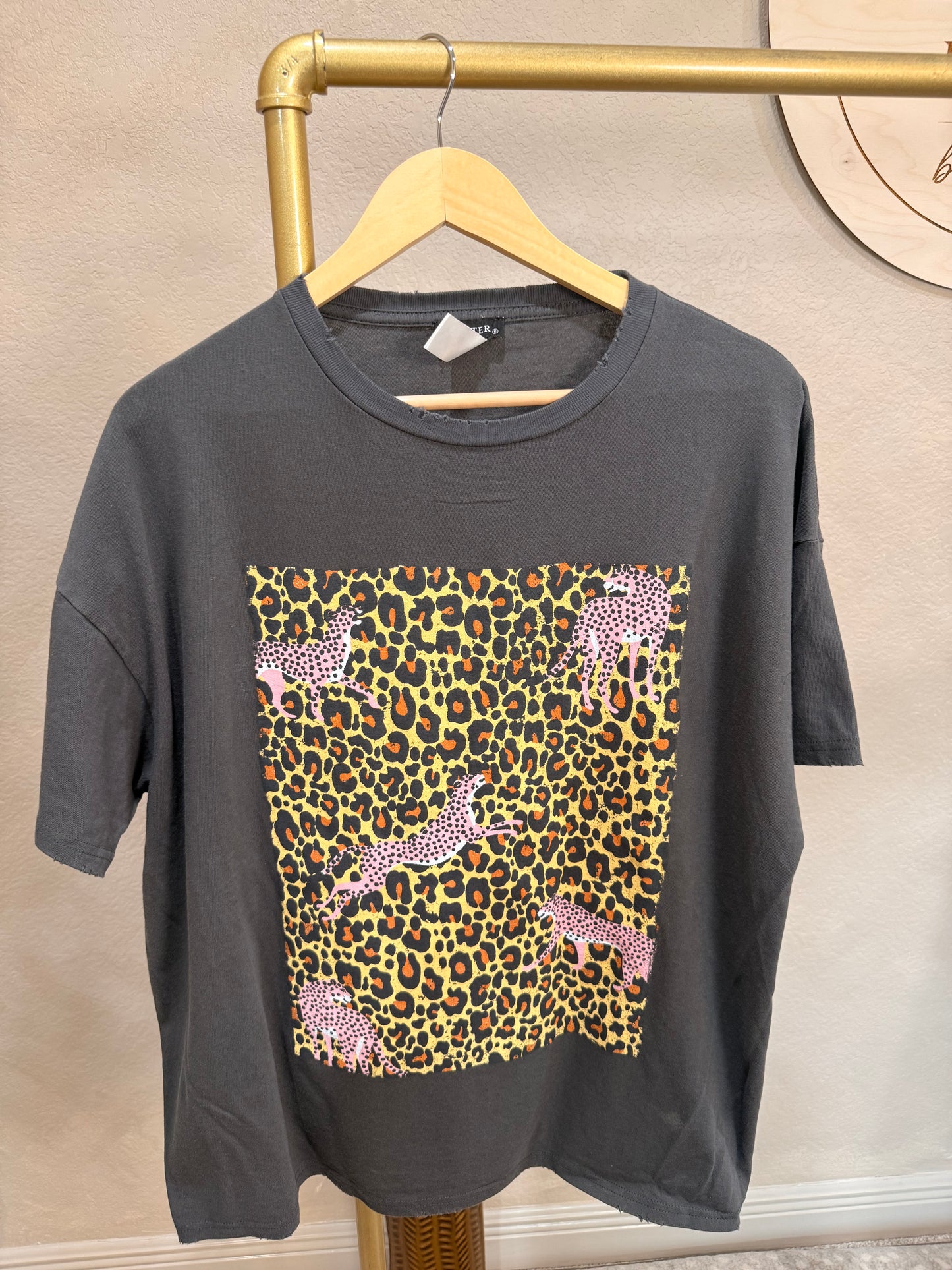 Oversized Pink Cheetah Graphic Tee